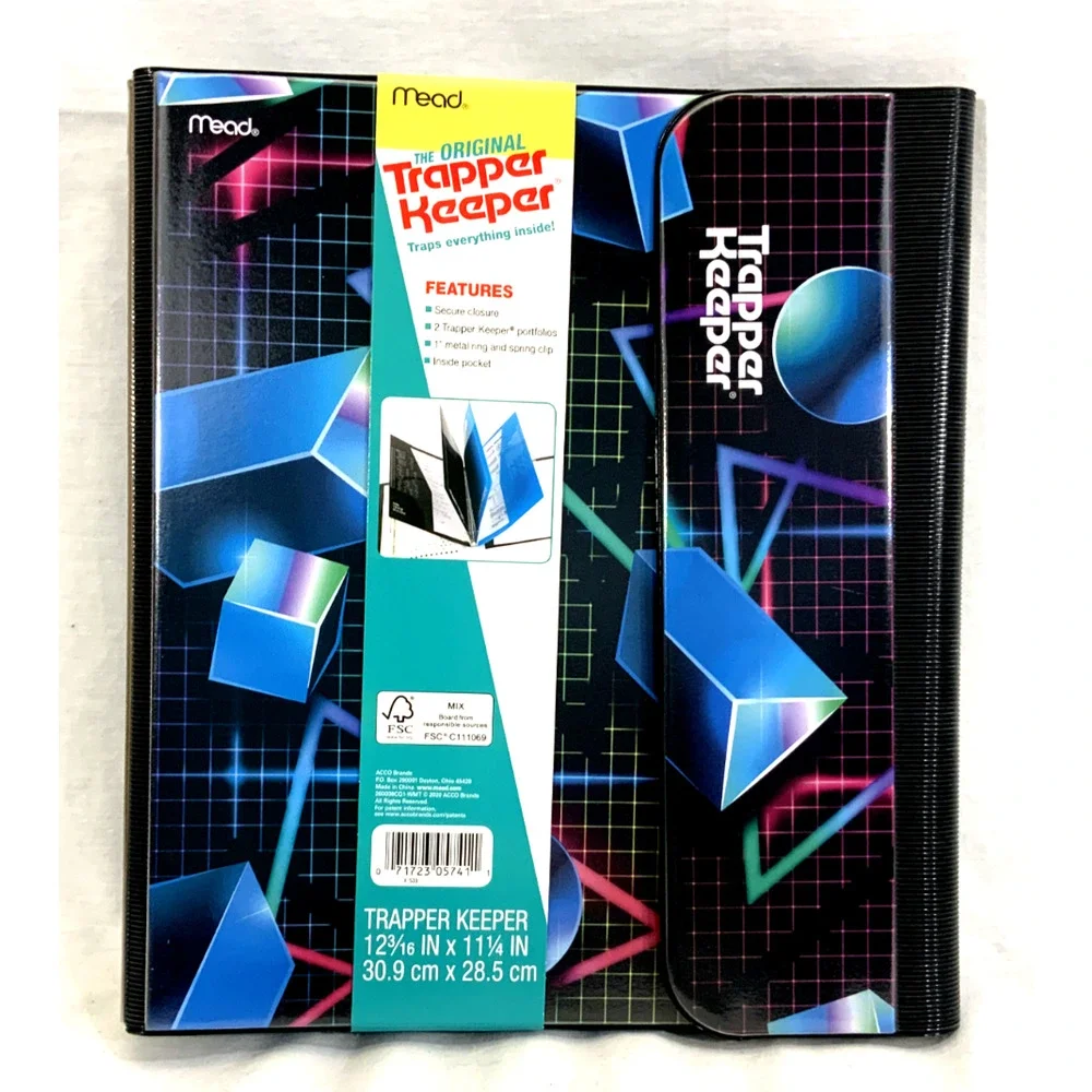 Mead Trapper Keeper Binder Folder Clipboard 80’s 90’s Retro Geometric Design New